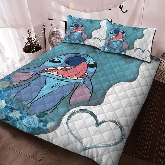 Cute Stitch Lick Funny Mood Love Stitch And Lilo Disney Bedding Set