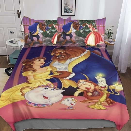 Belle Princess And The Beast Couple Happy Valentine's Day Disney Bedding Set