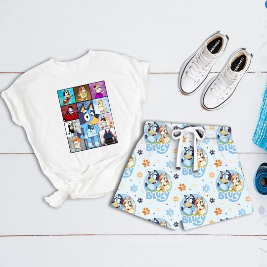 BlueyDad Dog Eras Tour Short Pajamas Set, BlueyDad Holiday Pajamas