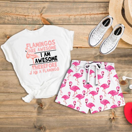 Discover Flamingos Short Pajamas Set, Flamingos Lovers Pajamas