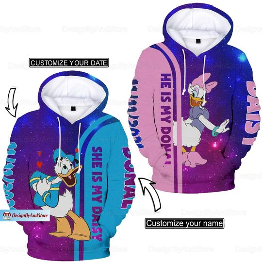 Donald Duck Hoodies, Daisy Duck 3D Hoodies, Disney Daisy Hoodie