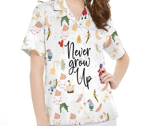 Retro Peter Pan Never Grow Up Hawaiian Shirt, Disney Summer
