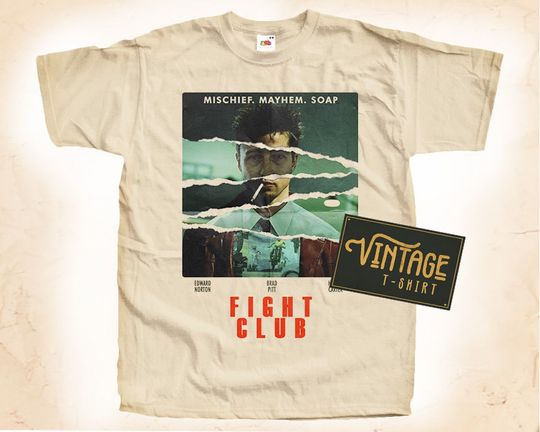 FIGHT CLUB T shirt Tee Natural Vintage Movie