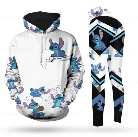 Personalized Stitch Disney Hoodie Leggings Set, Disney Woman Leggings