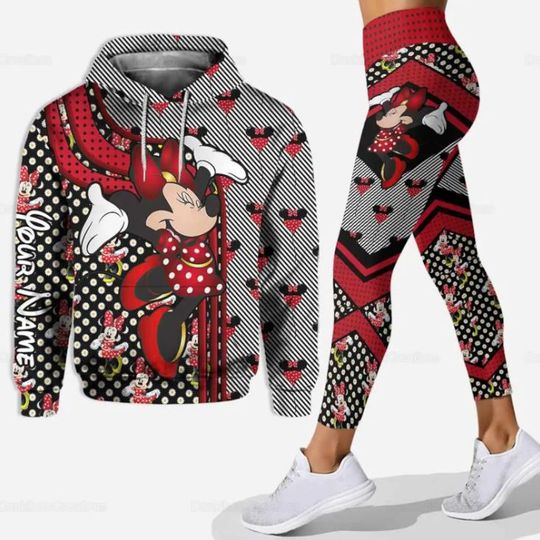Personalized Minnie Mouse Disney Hoodie Leggings Set, Disney Woman Leggings