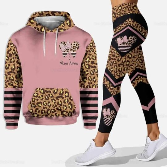 Personalized Minnie Mouse Disney Hoodie Leggings Set, Disney Woman Leggings