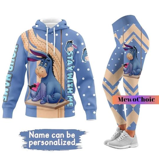 Personalized Winnie The Pooh Eeyore Disney Hoodie Leggings Set, Disney Woman Leggings