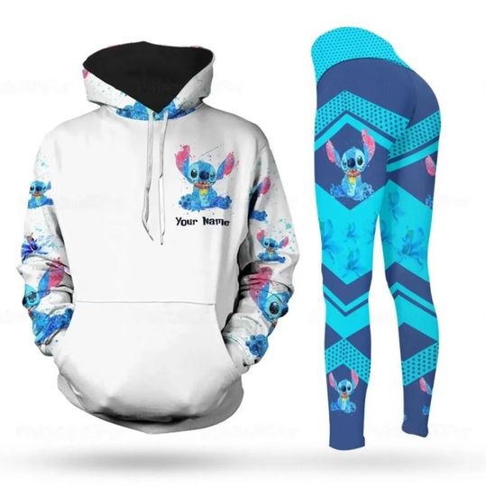 Personalized Stitch Disney Hoodie Leggings Set, Disney Woman Leggings