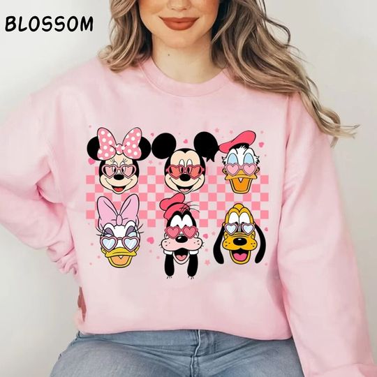 Disney Checkered Valentine Shirt, Mickey and Friends Valentine Shirt