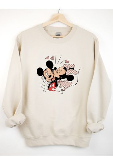 Minnie Kissing Mickey Disney Valentines Day Sweatshirt