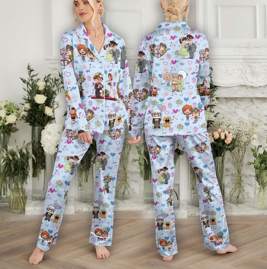 Carl and Ellie Pajamas, Disney Couple Pajamas Set, Valentine's Day Pjs