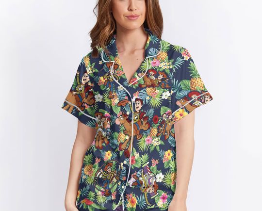 Disney Toy Story Pajamas, Tropical Pineapple Woody Buzz Lightyear Pajamas