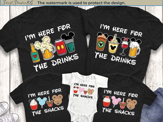 Here For The Snacks and Drinks Epcot Family Shirts, Disney Epcot Shirt, Disney Family Shirts, Disney Couple Shirts