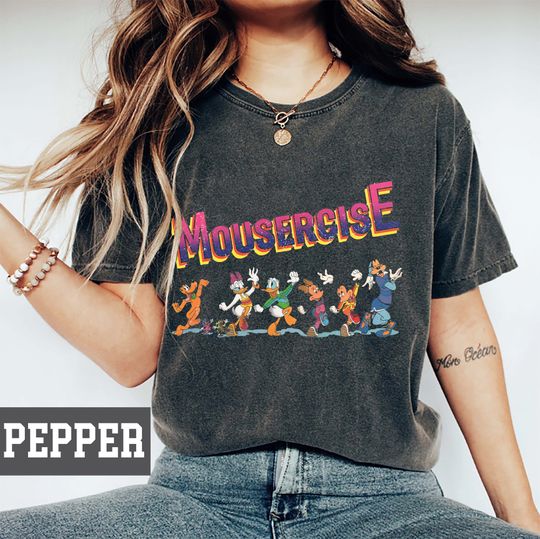 Vintage Mousercise Mickey And Friends Shirt, Disney Checkered Shirt