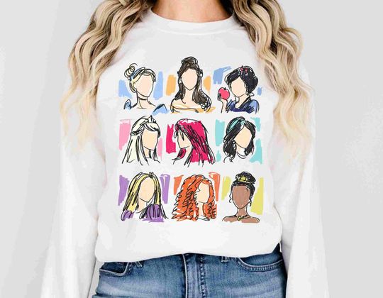 Discover Disney Princess Shirt, Princess Doodle Shirt Disneyworld Princess Shirt