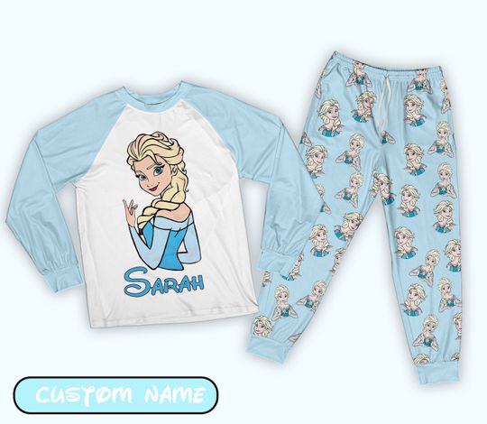 Custom Disney Princess Pajama Set Personalized Elsa Pajama