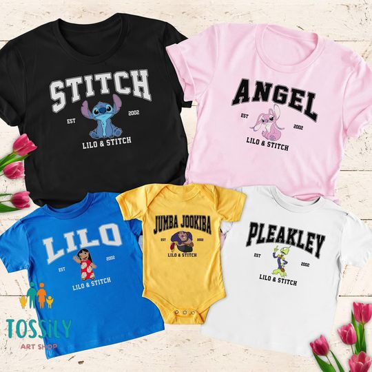 Disney Stitch Lilo Angel Characters Family Custom Shirt, WDW Magic Kingdom Trip Shirt,  Group Matching Shirt