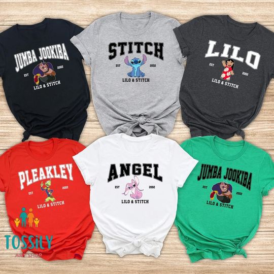 Disney Stitch Lilo Angel Characters Group  Shirt, WDW Magic Kingdom Trip Shirt, Family Birthday Gift Tee