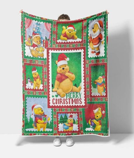 Winnie the Boo Christmas Blanket, Winnie The Pooh Blanket, Christmas Disney Blanket, Pooh Bear Throws