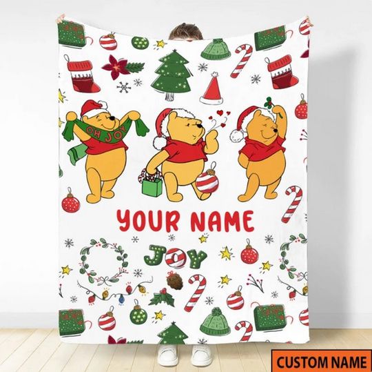 Winnie The Boo Blanket, Disney Winnie The Pooh Christmas Blanket, Disney Disneyland Holiday Family Baby Shower Gift