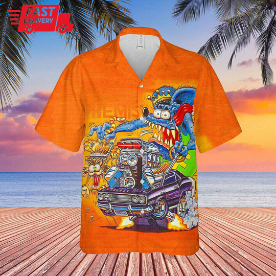 Rat Fink Button Shirt Hot Rod Unisex Hawaiian Shirt