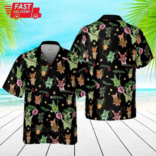 Zelda Majora And Korok Hawaiian Shirt, Zelda Button Up Hawaiian Shirt