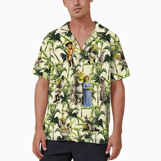 Funny Shrek Tropical Hawaiian Shirt, Shrek and Fiona Disney Hawaii Shirt,