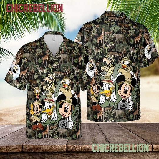 Mickey Safari Shirt Disney Animal Kingdom Hawaiian, Mickey Mouse Hawaiian