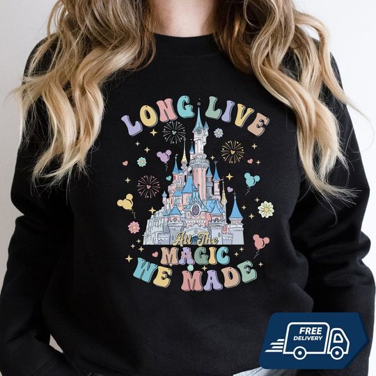 Long Live All The Magic We Made Shirt, Disney Castle Balloons T-Shirt, Mickey Shirt, Couple Minnie Mickey Sweatshirt