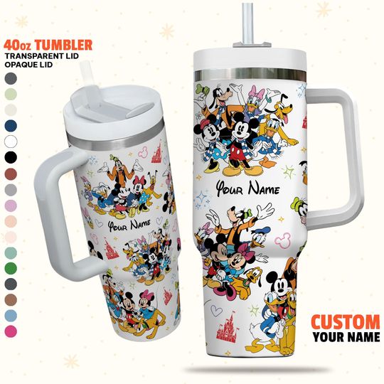 Custom Disney Mickey and Friends Colorful Tumbler, Disney Characters Christmas