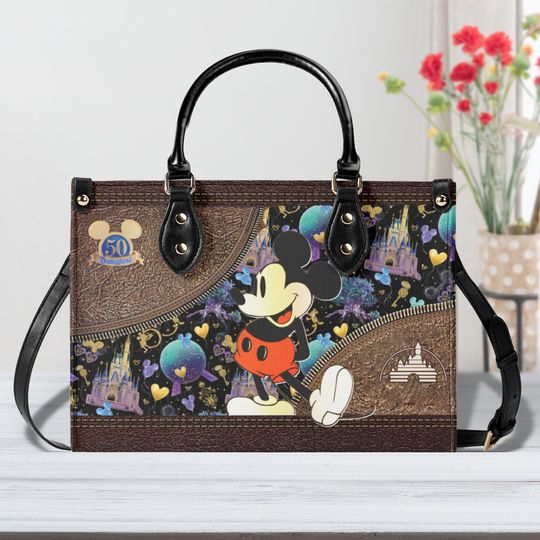 Vintage Mickey Leather HandBag,Mickey Handbag,Love Disney,Disney Handbag