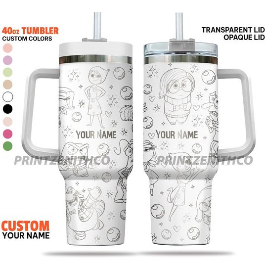 Custom Disney Inside Out Tumbler, Disney 40oz Tumbler With Handle