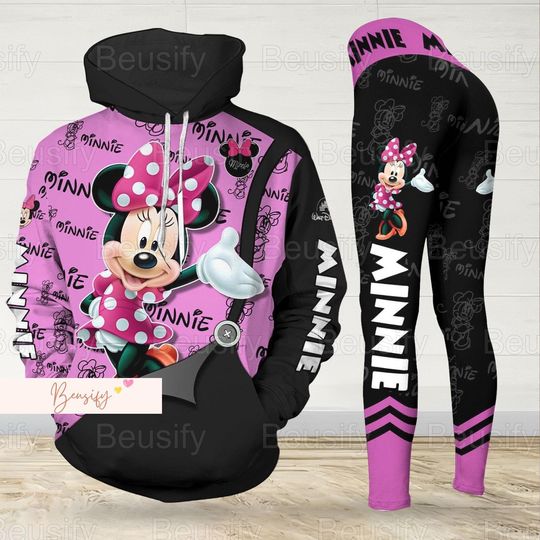 Minnie Mouse Hoodie, Minnie Workout Leggings, Disney Minnie Hoodie