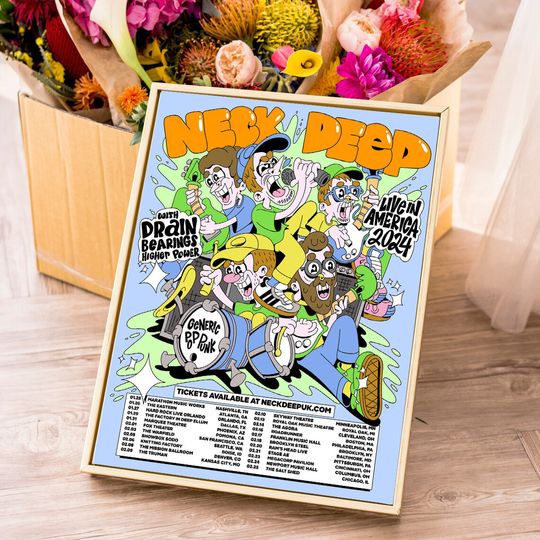 Neck Deep live in America tour 2024 - music - art poster - wall decor