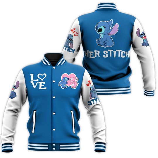 Personalized Stitch And Angel Disney Baseball Jacket
