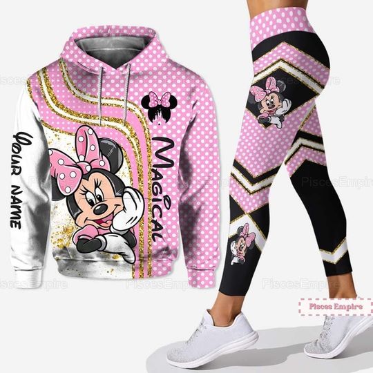 Disney Minnie Hoodies/Leggings, Minnie Mouse 3D Hoodie, Custom Hoodie Name, Disney Minnie Gym Leggings