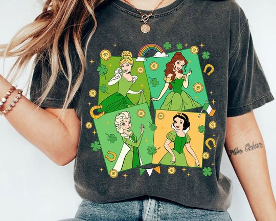 Disney Princess Happy St. Patricks Day Shirt, WDW Disneyland Castle Girl Trip Shamrock Lucky Irish Gift