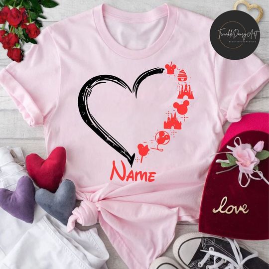 Personalized Disney Happy Valentine's Day shirt, DIsney Heart shirt