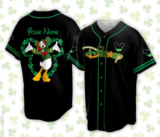 Custom Saint Patrick Day Disneyland Baseball Jersey, Mickey St Patrick Baseball Jersey