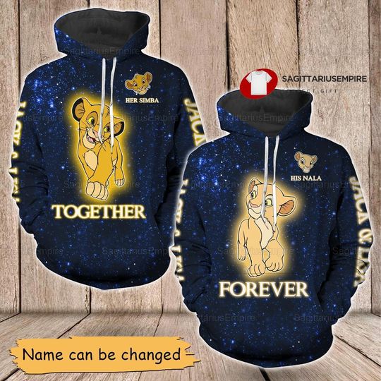 Custom Disney Simba And Nala Together Forever Couple Hoodie