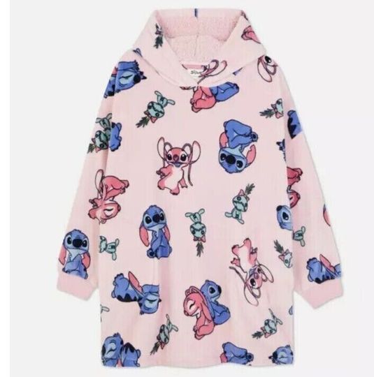 Disney Stitch & Angel Blanket Hoodie, Disney Valentine Gift