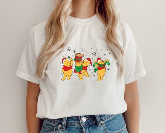 Winnie The Pooh Christmas Shirt, Pooh Bear Santa Shirt, Disney Merry Christmas Shirt, Disney Pooh Christmas Shirt