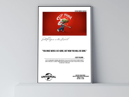 Scott Pilgrim vs The World Movie Poster, Modern Movie Poster