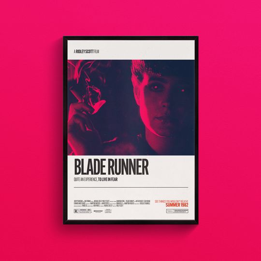 Blade Runner (1982) Retro Movie Poster, Minimalist Vintage Film Poster