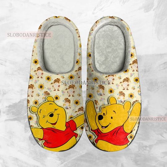 Winnie The Pooh Cozy Unisex Winter Slippers, Disney Winnie The Pooh Winter Shoes