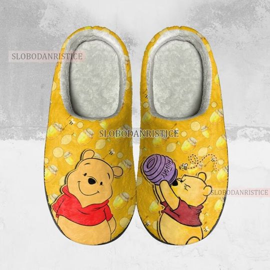 Winnie The Pooh Cozy Unisex Winter Slippers, Disney Winnie The Pooh Winter Shoes
