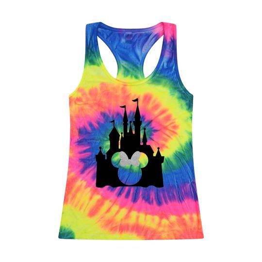 Tie Dye Disney Family Vacation Shirts, Mickey Castle Tank