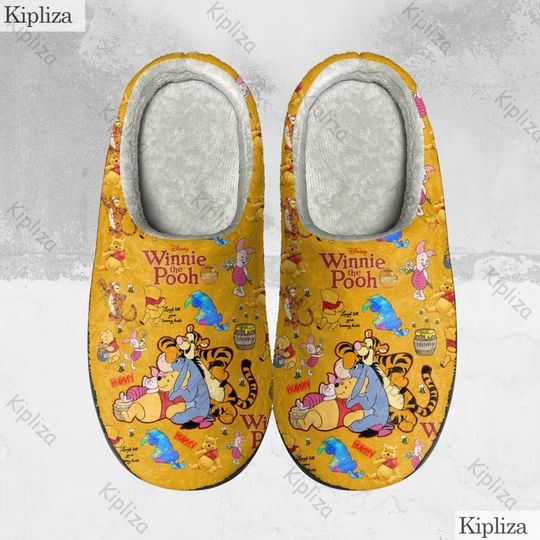 Winnie The Pooh Cozy Unisex Winter Slippers, Disney Winnie The Pooh Shoes