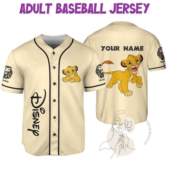 Disney The Lion King Baby Simba , Disney Simba Jersey, And Number Baseball Jersey, Vintage Disney Jersey