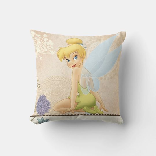 Tinker Bell Disney Throw Pillow, Disney Fan Gift, Disney Decor